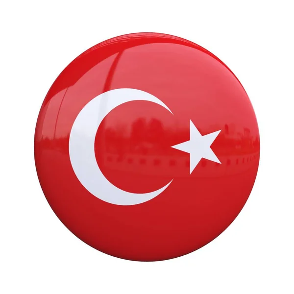 Turkey National Flag Badge Nationality Pin Rendering — Stock Photo, Image