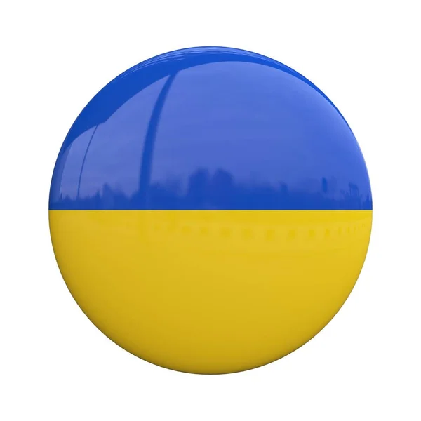 Ukraine National Flag Badge Nationality Pin Rendering — Stock Photo, Image