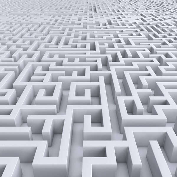Endless maze concept, labyrinth background 3d rendering