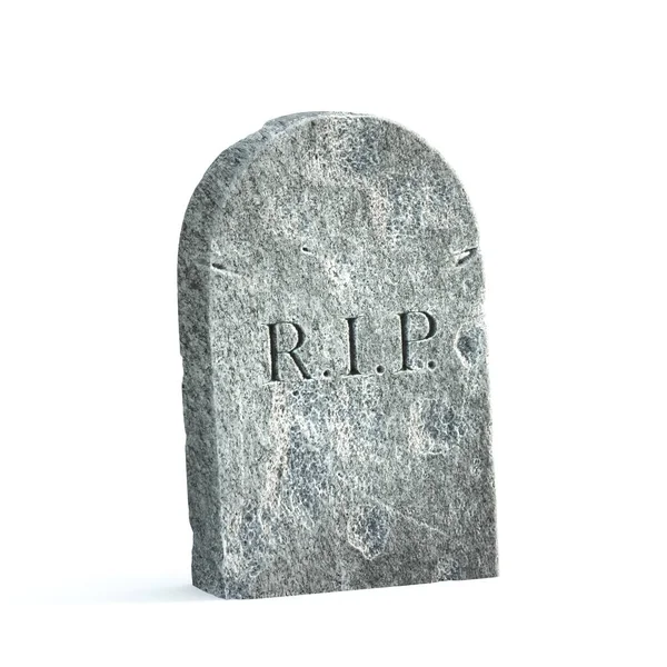 Gravestone Fundo Branco Lápide Com Inscrição Rip Nele Renderização Imagens Royalty-Free