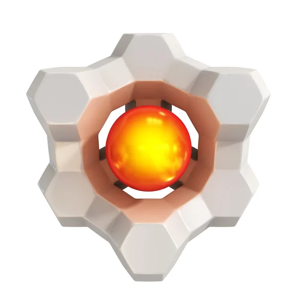 Nucleo caldo rosso con guscio geometrico — Foto Stock