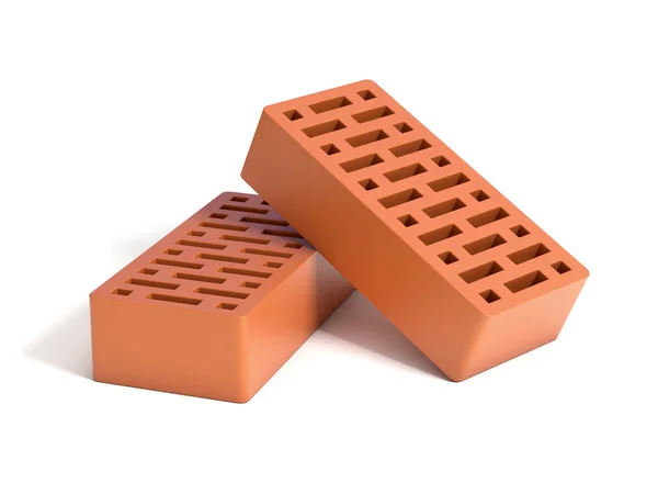 Two bricks on white background — Stock Photo, Image