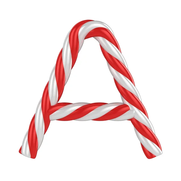 Christmas candy cane font - letter A — Stock Photo, Image