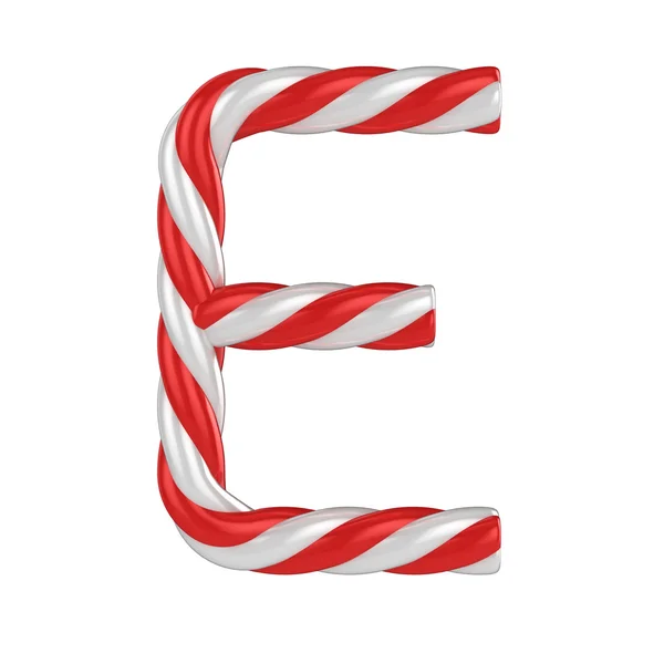 Christmas candy cane font - letra E —  Fotos de Stock