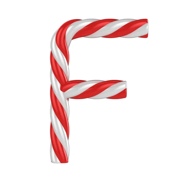 Kerstmis candy cane lettertype - brief F — Stockfoto