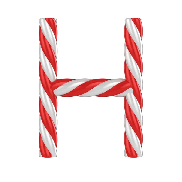 Christmas candy cane font - letter H — Stock Photo, Image