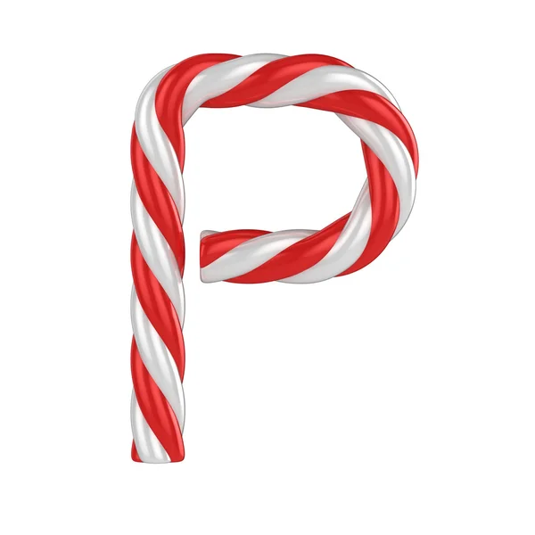 Kerstmis candy cane lettertype - letter P — Stockfoto