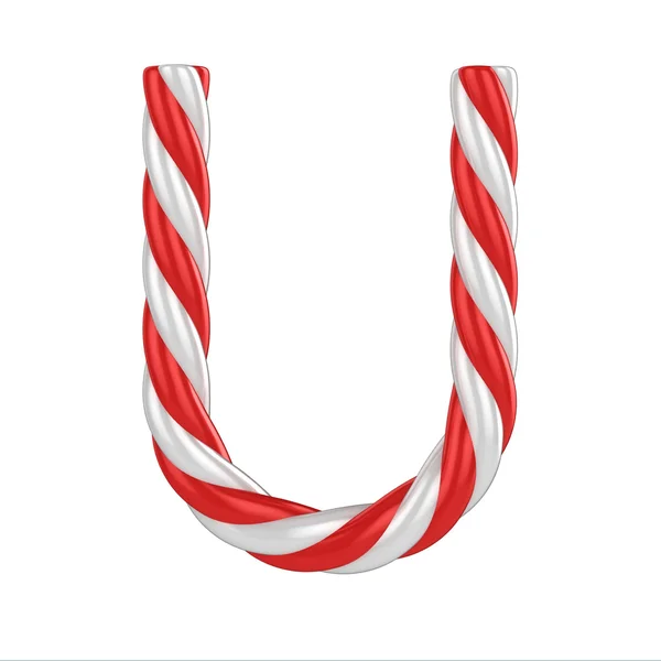 Kerstmis candy cane lettertype - letter U — Stockfoto