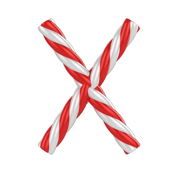 圣诞糖果手杖字体-字母 X — 图库照片