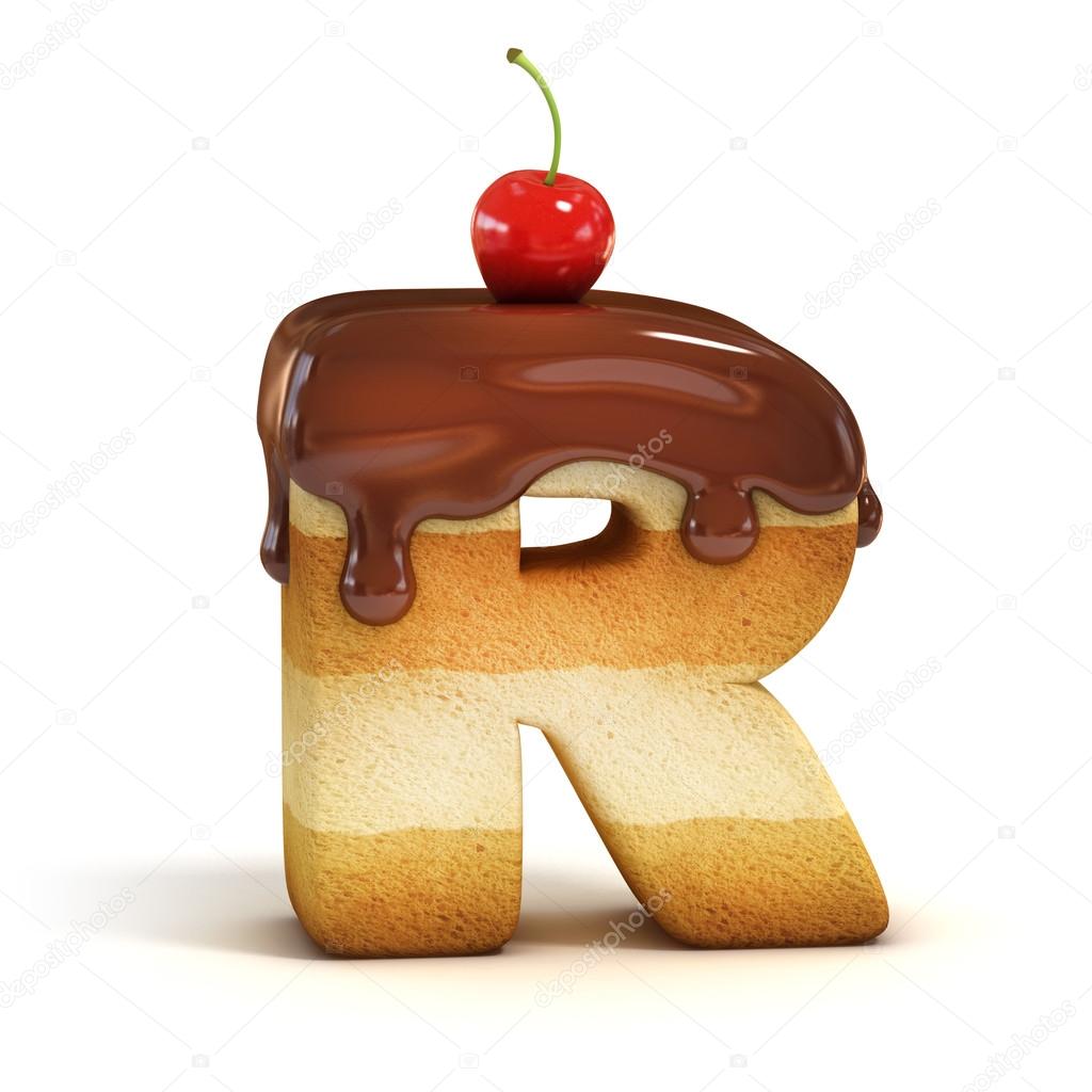 Cake 3d font letter R