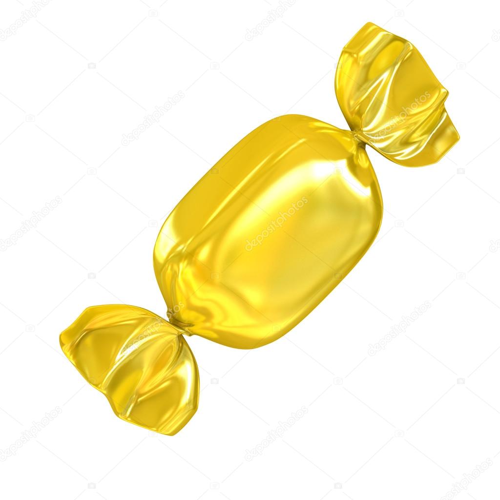 Golden candy isolated
