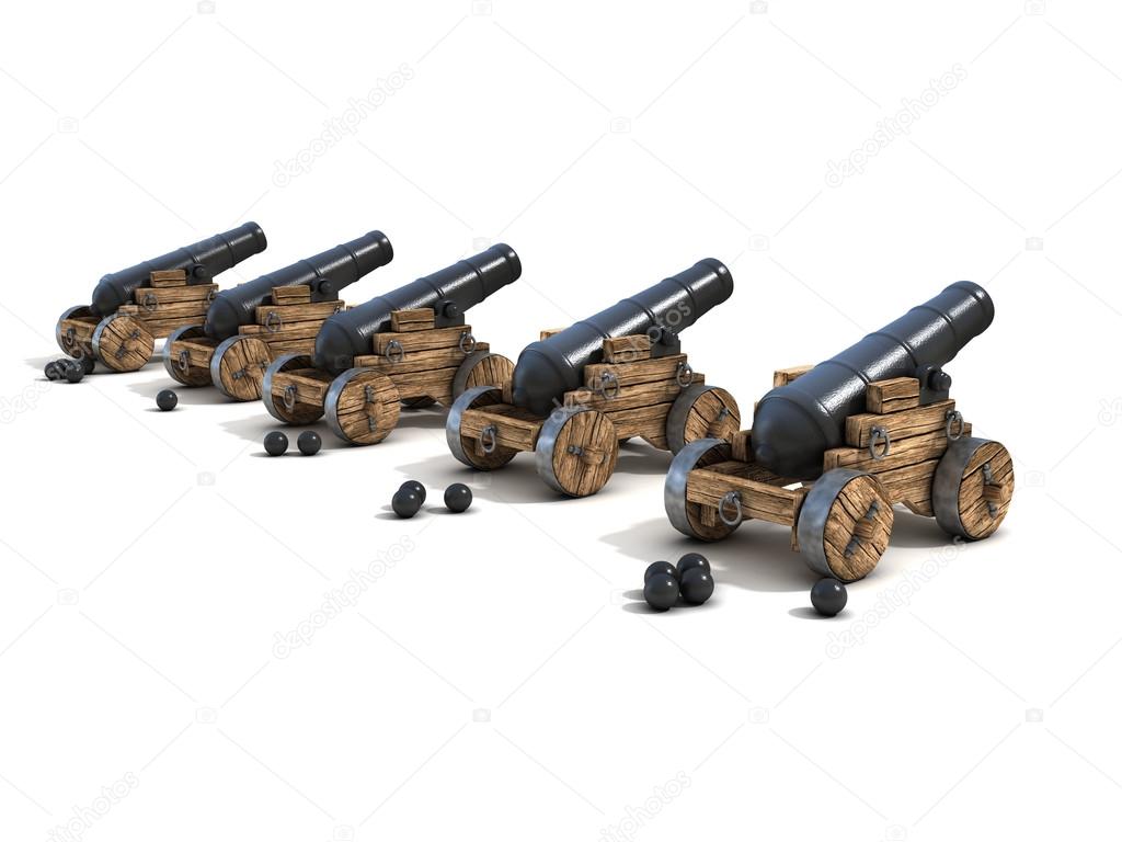 Cannons on a white background