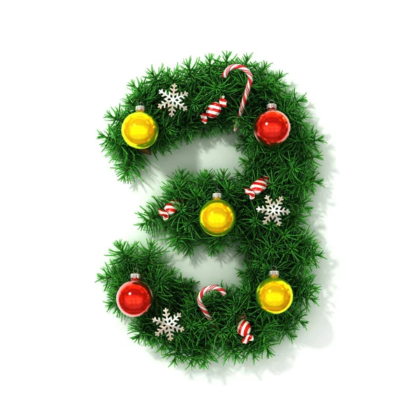 Vánoční strom písmo číslo 3 — Stock fotografie