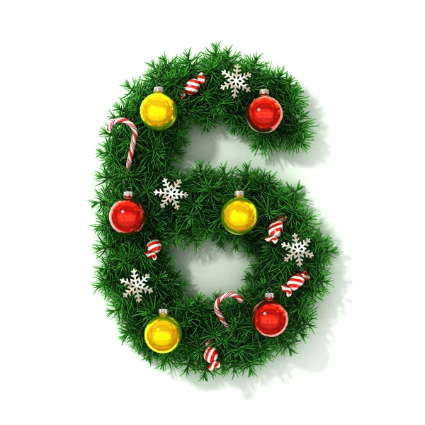 Christmas tree font number 6 — Stock Photo, Image