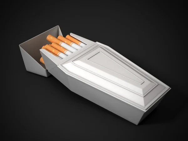 Pack of cigarettes as funeral coffin — Stock Photo, Image