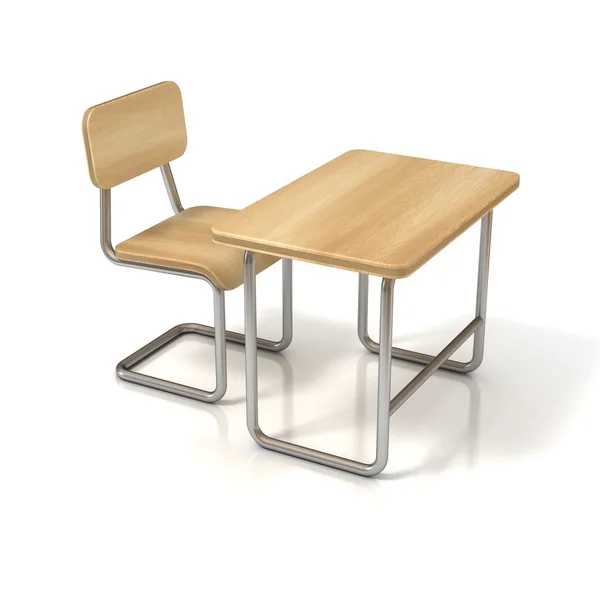 School desk and chair on white background — Stock Photo, Image