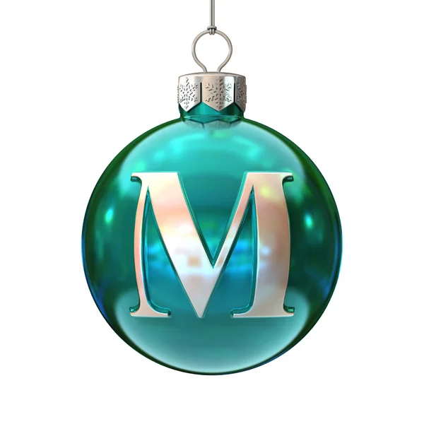 Barevné vánoční koule písmo písmeno M — Stock fotografie