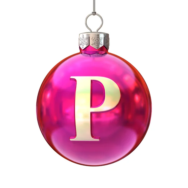 Πολύχρωμο χριστουγεννιάτικο μπάλα γραμματοσειρά γράμμα P — Φωτογραφία Αρχείου