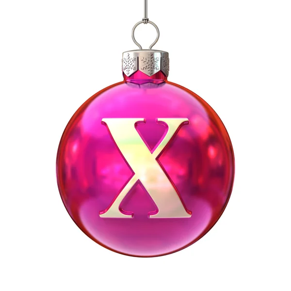 Πολύχρωμο χριστουγεννιάτικο μπάλα γραμματοσειρά γράμμα X — Φωτογραφία Αρχείου