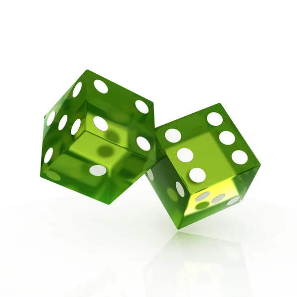 Two green dice isolated — Stock Photo, Image