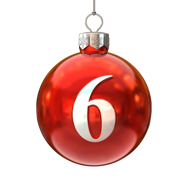 Colorful Christmas ball font number 6 — Stock Photo, Image