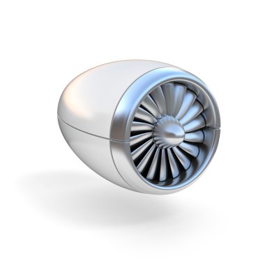 Jet motoru beyaz arkaplanda izole edildi