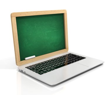 3D konsept - laptop blackboard ile öğrenme e