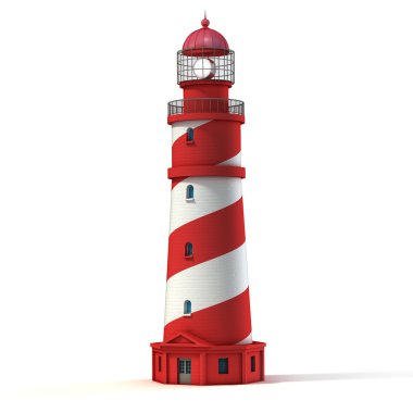 Deniz feneri beyazda izole edilmiş.