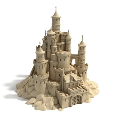 sand castle isolated on white background clipart