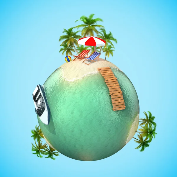 Viaje tropical vacaciones 3d planeta — Foto de Stock