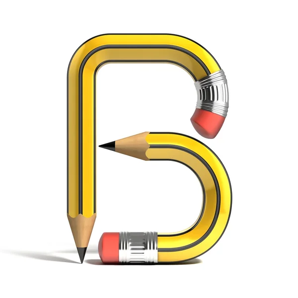 Карандаш 3d шрифт буква B — стоковое фото