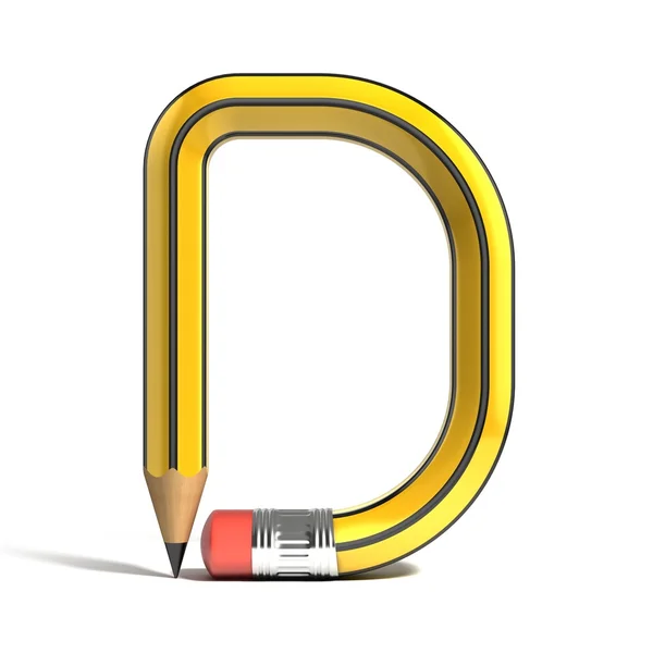 Potlood 3d lettertype letter D — Stockfoto