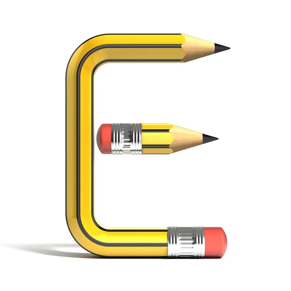 Pencil 3d font letter E — Stock Photo, Image