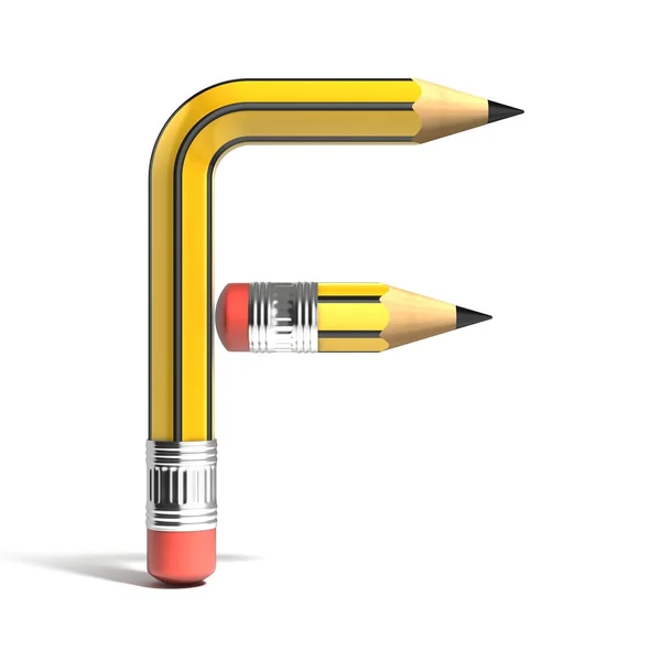 Μολύβι 3d γραμματοσειρά γράμμα F — Φωτογραφία Αρχείου