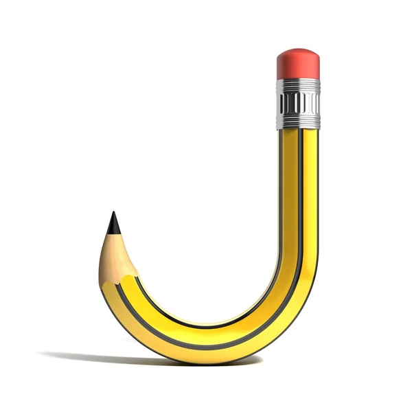 Pencil 3d font letter J — Stock Photo, Image