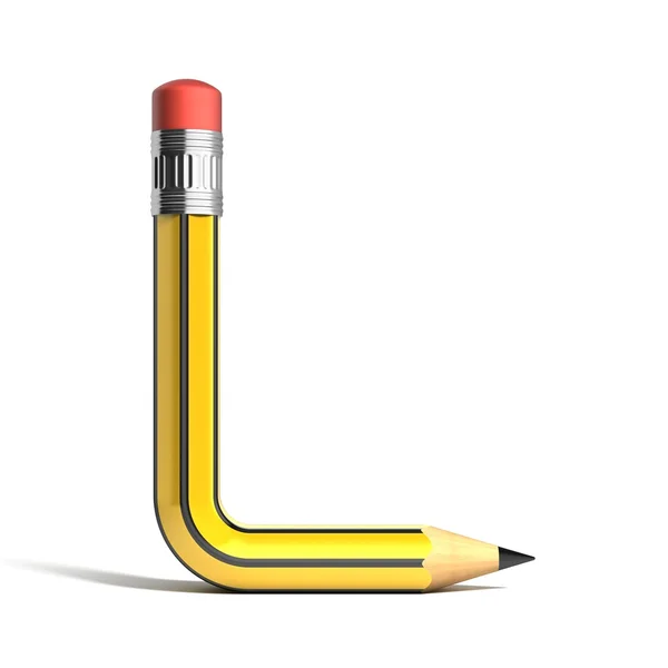 Pencil 3d font letter L — Stock Photo, Image