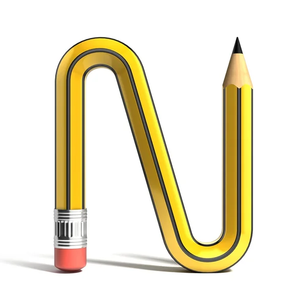 Μολύβι 3d γραμματοσειρά γράμμα N — Φωτογραφία Αρχείου
