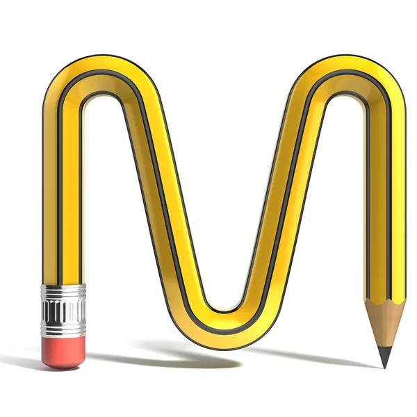 Pencil 3d font letter M — Stock Photo, Image