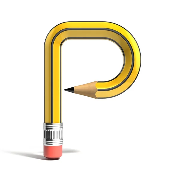 Олівець 3d літери шрифту P — стокове фото