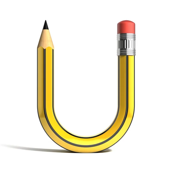 Μολύβι 3d γραμματοσειρά γράμμα U — Φωτογραφία Αρχείου