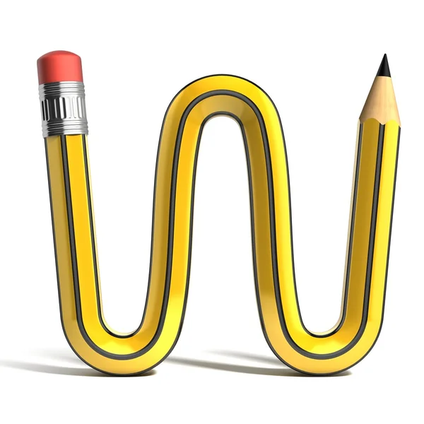 Pencil 3d font letter W — Stock Photo, Image
