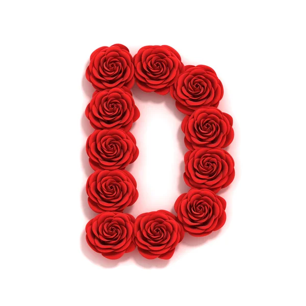 Róża czcionki litery D — Zdjęcie stockowe