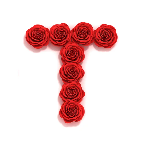 Rose font letter T — Stock Photo, Image
