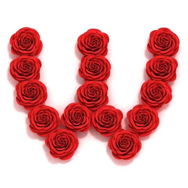 Rose lettertype letter W — Stockfoto