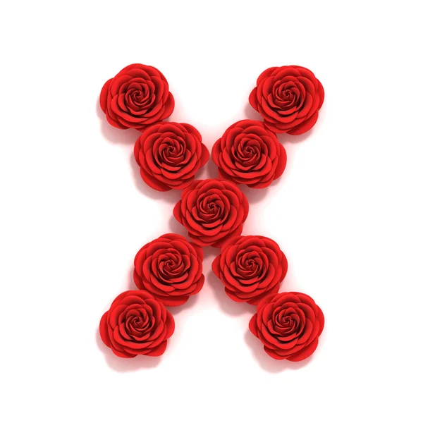 Róża czcionki litery X — Zdjęcie stockowe