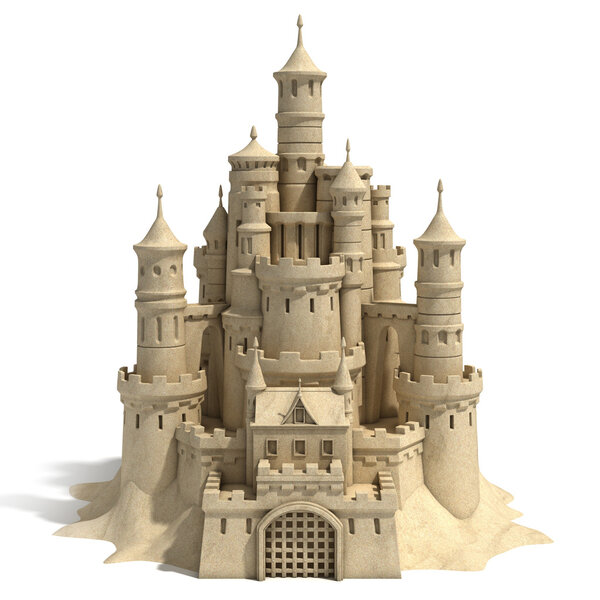 sand castle isolated on white background