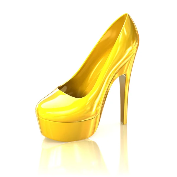 Golden high heel shoe — Stock Photo, Image