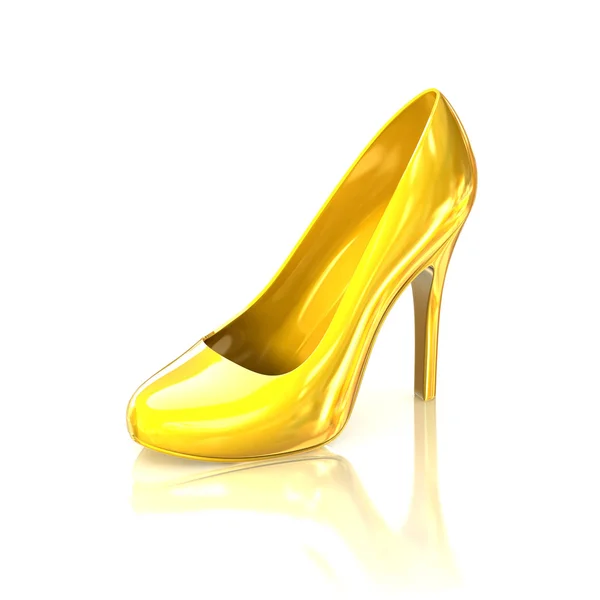 Golden high heel shoe — Stock Photo, Image