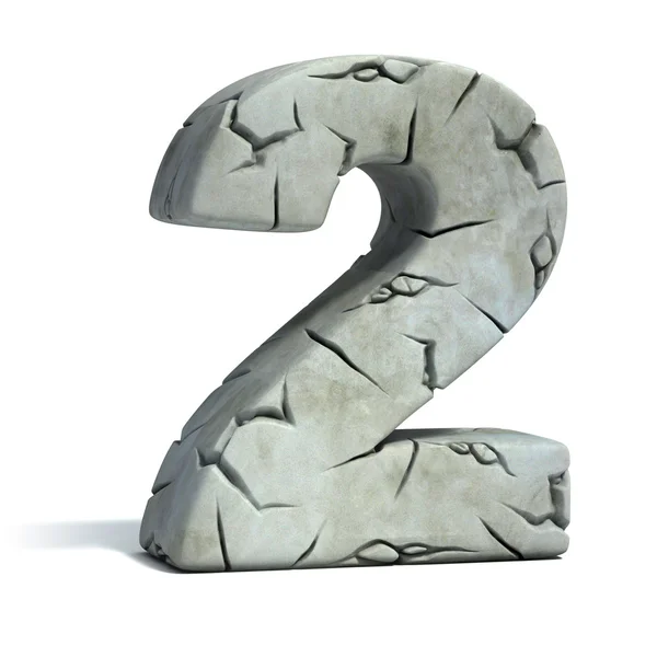 Nummer 2 gekraakt steen 3D-lettertype — Stockfoto