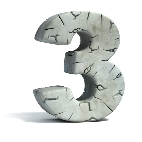 Numero 3 cracking stone font 3d — Foto Stock